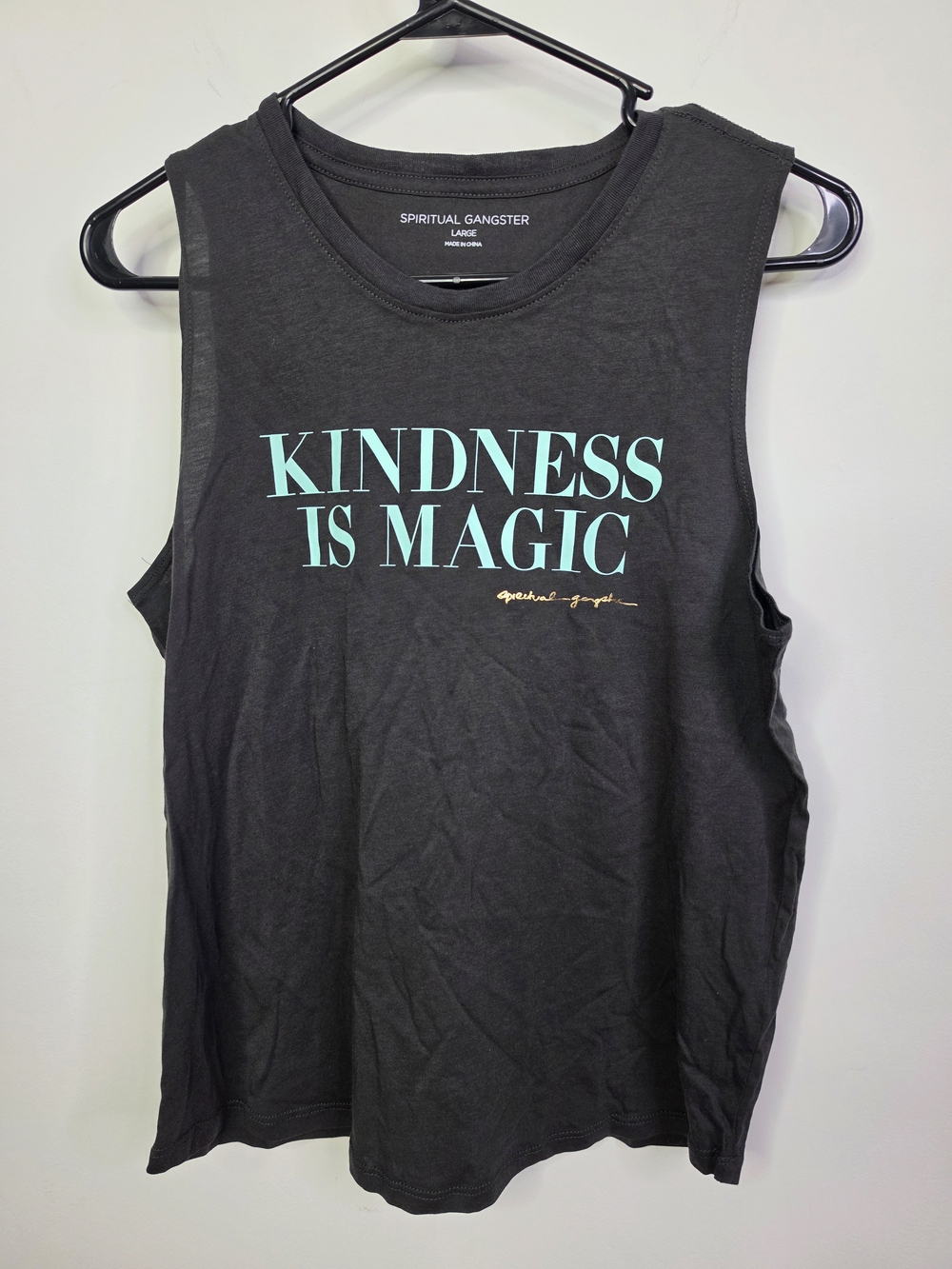 Spiritual Gangster 'Kindness Is Magic' Black Graphic Muscle Tank